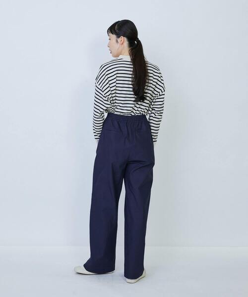 未使用 LOISIRロワズィール リネンツイルBOXタックワイドパンツ(紺) LOISIR ワイドパンツ パンツ コットンタイプライターワイドパンツ