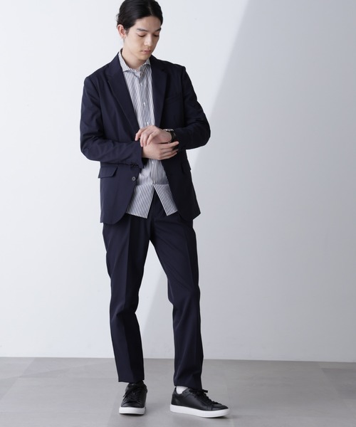 ナノユニバース　セットアップ　ネイビー コンフォータブル ストレッチ セットアップ