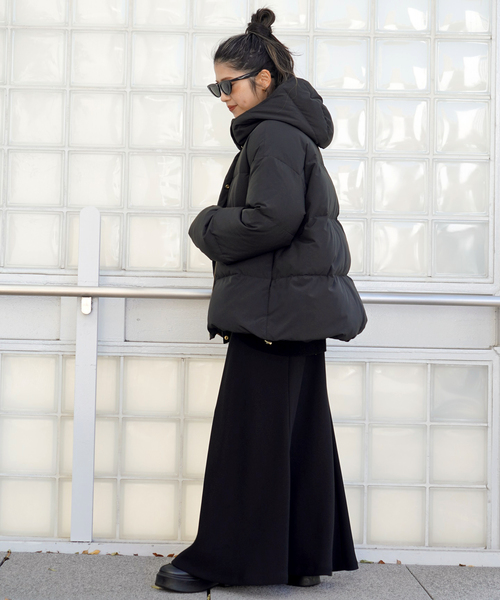 フード付き ダウンジャケットブラック CAMP7（キャンプセブン） ダウンジャケット X-LARGE ブラック メンズ