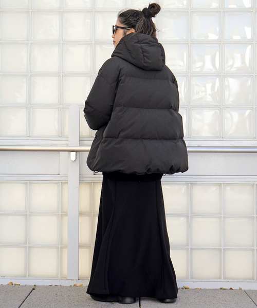   フード付きダウンジャケット ブラック Java ダウンコート ダウンジャケット 「Javaジャバコラボ」カジュアル