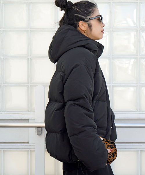 美品＊24AW エブリデイアイライク ショート ダウンジャケット EVERYDAY I LIKE. コート アウター フードダウンジャケット(ブラック