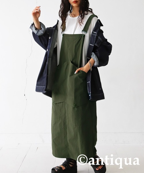 antiqua アンティカ サロペットスカート antiqua（アンティカ） サロペットスカート FREE ブルー系その他