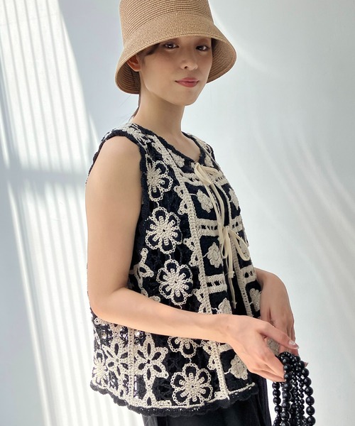 「AS KNOW AS plus」 ニットベスト FREE ブラック レディース_画像6