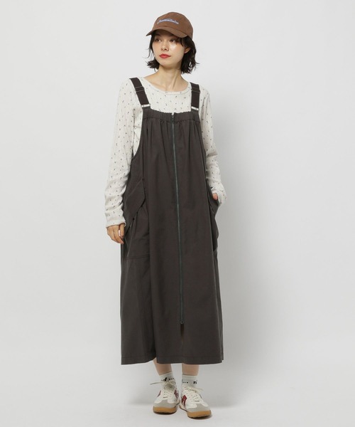 niko and…（ニコアンド） サロペットスカート MEDIUM チャコール