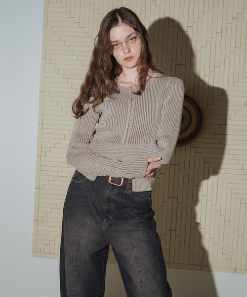 「Mili affinity」 ニットカーディガン FREE ブラウン レディース_画像2