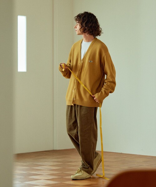 「TOWNCRAFT」 ニットカーディガン LARGE イエロー メンズ_画像3