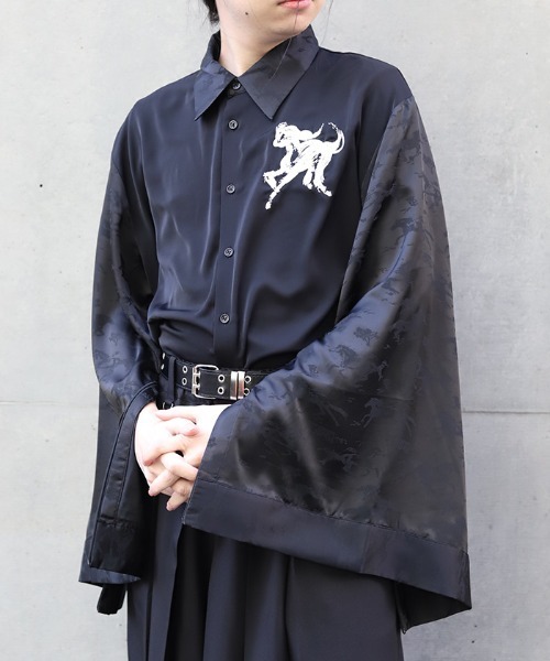renyum☆30 〜1/5発送お休み REZEN（リゼン） シャツ 馬刺繍2WAY袖シャツ メンズ : ZOZOTOWN