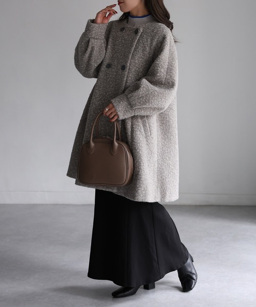 「Riberry」 ノーカラーコート MEDIUM ベージュ レディース_画像2