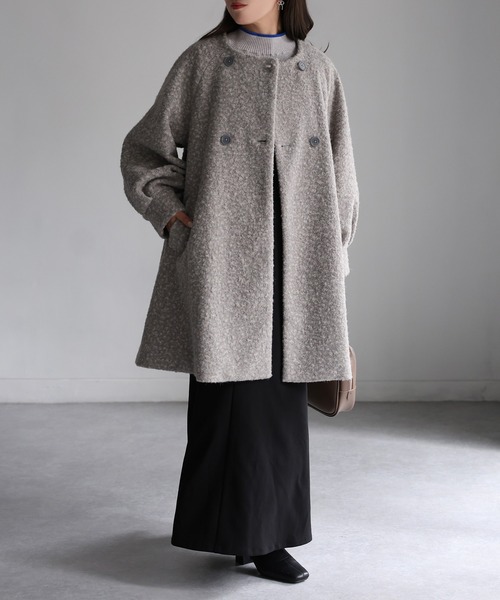 「Riberry」 ノーカラーコート MEDIUM ベージュ レディース_画像5