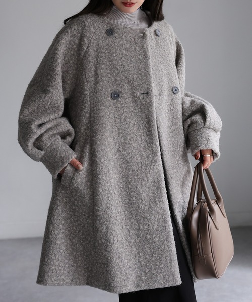 「Riberry」 ノーカラーコート MEDIUM ベージュ レディース_画像9