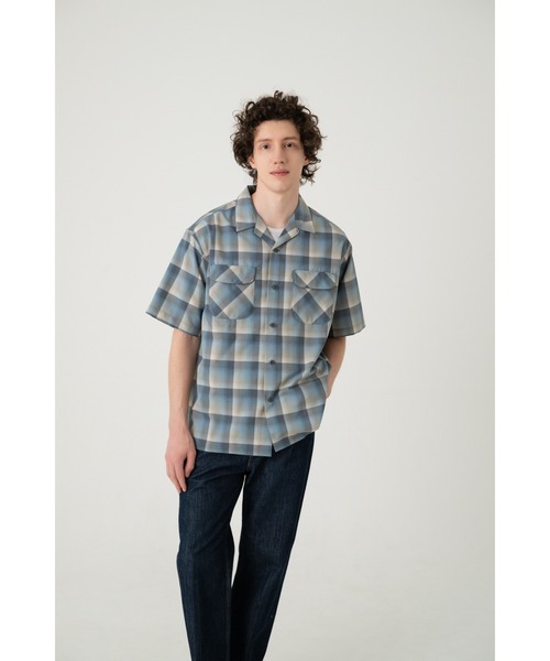 70's us製PENDLETONペンデルトンオンブレボードシャツM水色グレー PENDLETON（ペンドルトン） シャツ オープンカラー・シャツ・S/S