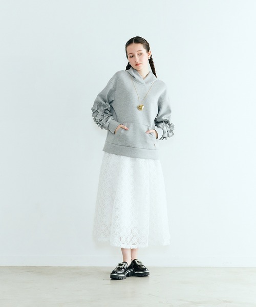 スカート フラワー立体刺繍スカートの画像