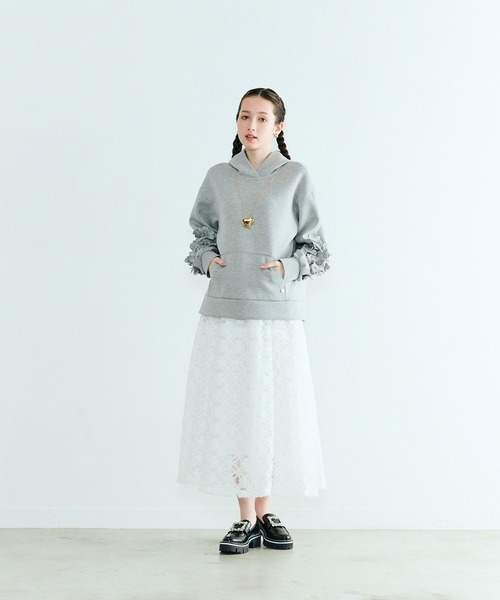 スカート フラワー立体刺繍スカートの画像
