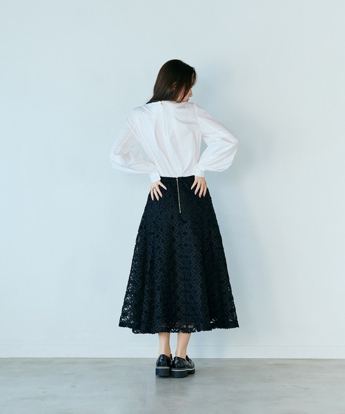 スカート フラワー立体刺繍スカートの画像