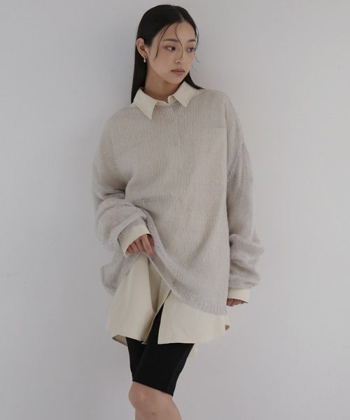 hellam（ヘラム） ニット セーター 透かし編みルーズニット レディース
