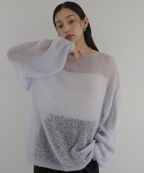 hellam（ヘラム） ニット セーター 透かし編みルーズニット レディース