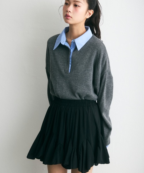 krahe（クレーエ） スカート グロッシーサテン 変形ミニスカート