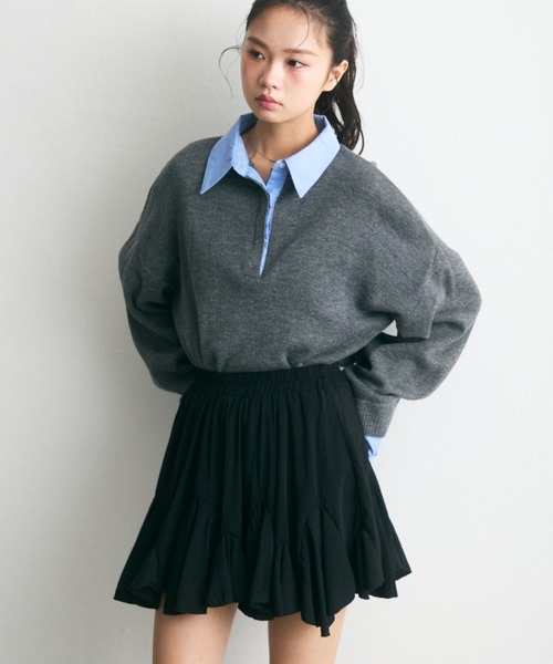 krahe（クレーエ） スカート グロッシーサテン 変形ミニスカート