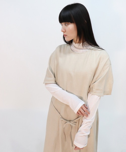 「haupia」 半袖ワンピース MEDIUM ベージュ レディース_画像6