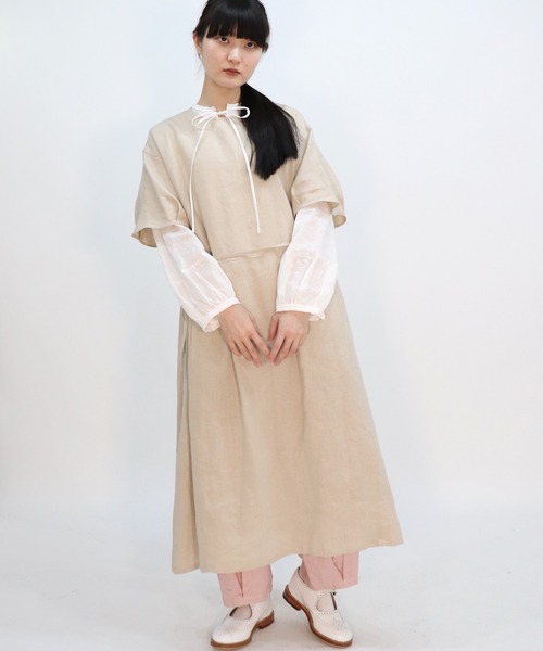 「haupia」 半袖ワンピース MEDIUM ベージュ レディース_画像8