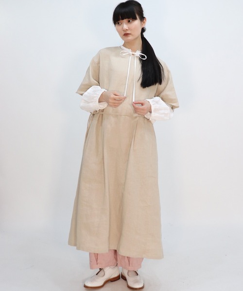 「haupia」 半袖ワンピース MEDIUM ベージュ レディース_画像9