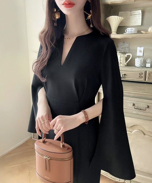 「Meiru」 長袖ワンピース MEDIUM ネイビー レディース_画像3