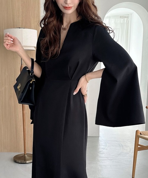 「Meiru」 長袖ワンピース MEDIUM ネイビー レディース_画像5