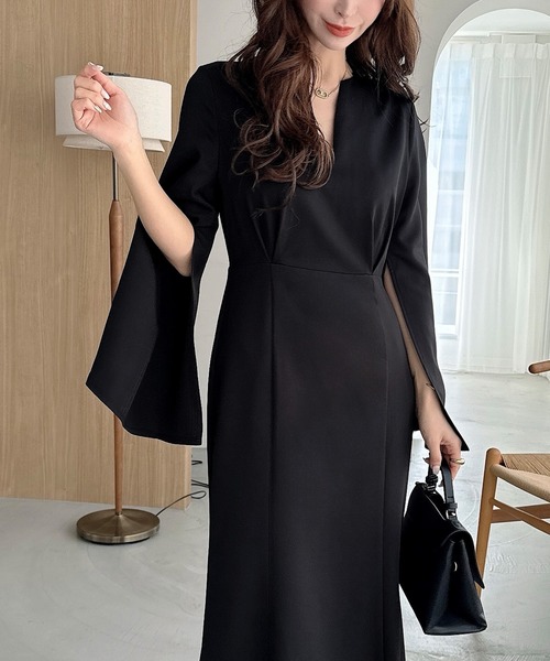 「Meiru」 長袖ワンピース MEDIUM ネイビー レディース_画像6