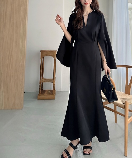 「Meiru」 長袖ワンピース MEDIUM ネイビー レディース_画像7