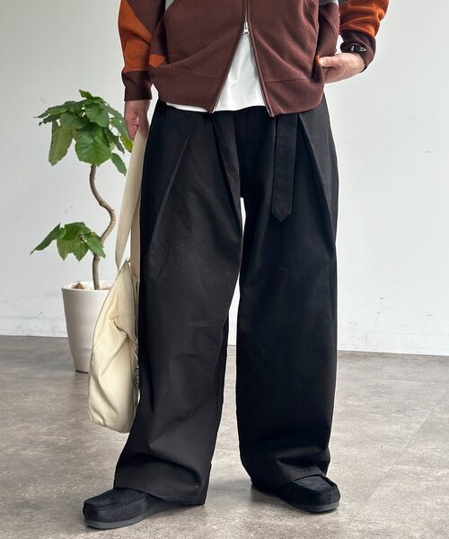 ちむ CPCM（シーピーシーエム） ワイドパンツ パンツ クロスタックベルト