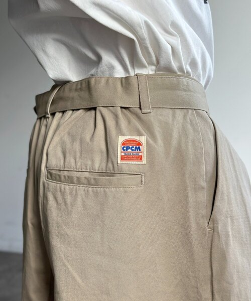 CPCM（シーピーシーエム） パンツ クロスタックベルト付きチノパンツ