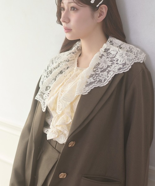 ラッフルレースブラウス Ambre Neige（アンブルネージュ） ブラウス シャツ raffle lace blouse