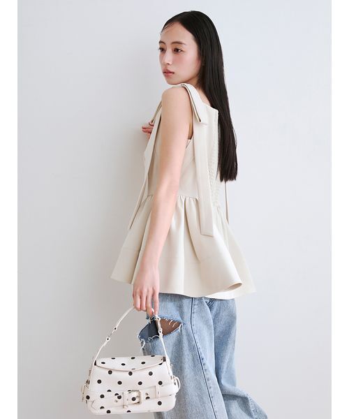 FRAY I.D（フレイ・アイディー） tシャツ 「WEB限定」リボンペプラム