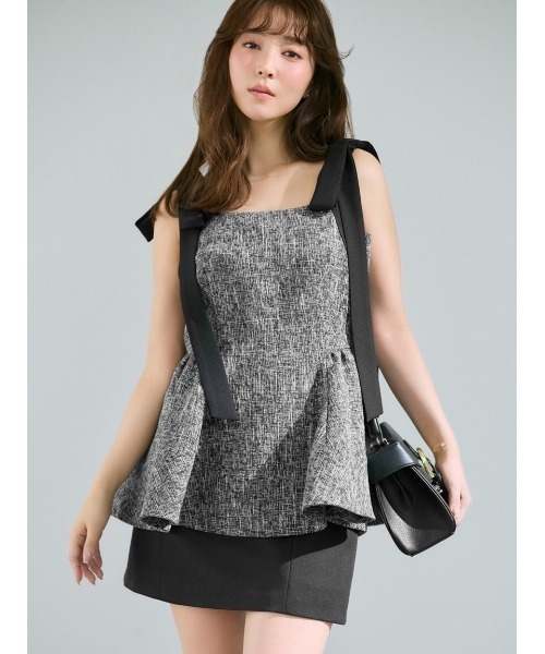 FRAY I.D（フレイ・アイディー） tシャツ 「WEB限定」リボンペプラム