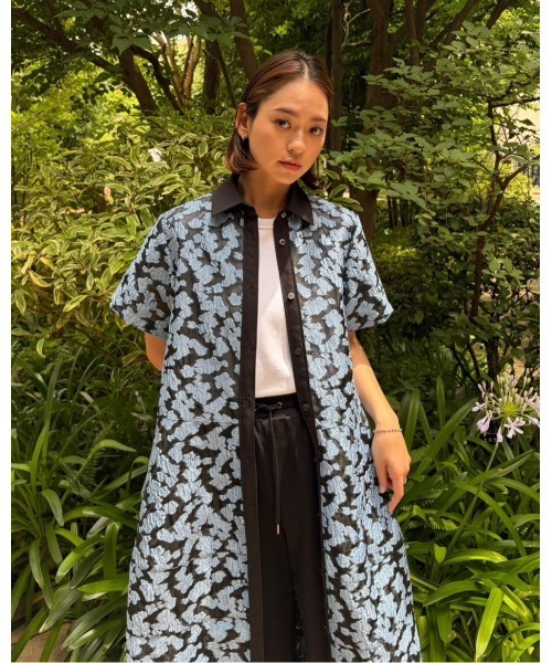 ワンピース 半袖 シアージャカードドレス / Sheer Jacquard Dress