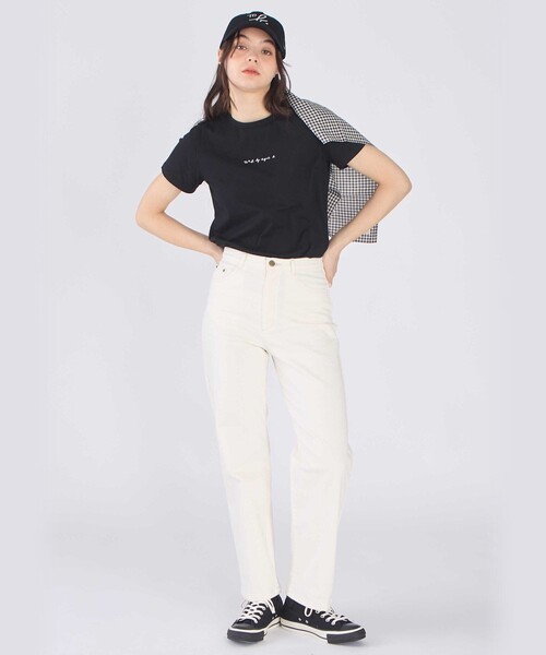 NBB WEEKEND ストレートパンツ ホワイト To b. by agnes パンツ ホワイトデニムストレートパンツ レディース