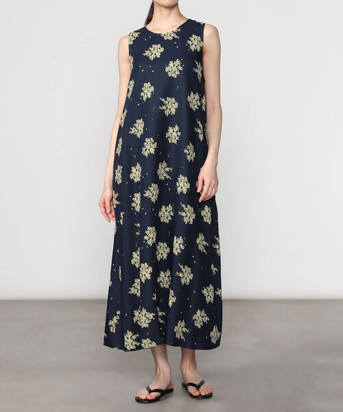 【美品】JUSGLITTY ノースリーブワンピース Mサイズ相当 LE GLAZIK（ルグラジック） ワンピース | ツイルプリント ノースリーブ