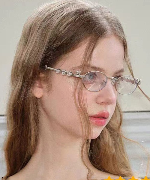 HALEY PESCA 伊達メガネ メガネ 眼鏡 HALEY PESCA/ビジューオーバル