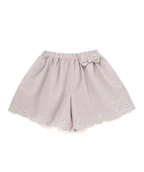 パンツ 「日本製」裾スカラップ刺しゅうショートパンツ(90〜140cm) キッズ 子供服 女の子の画像