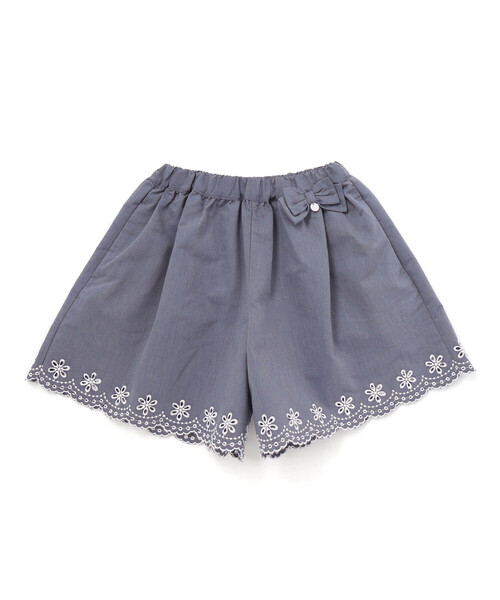 パンツ 「日本製」裾スカラップ刺しゅうショートパンツ(90〜140cm) キッズ 子供服 女の子の画像