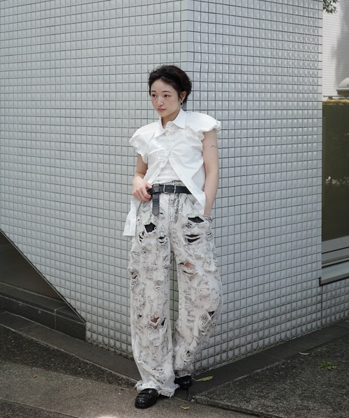 ジーンズ デニム デニムパンツ MEDI MAX DAMAGE DENIM レディースの画像