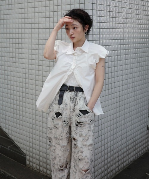ジーンズ デニム デニムパンツ MEDI MAX DAMAGE DENIM レディースの画像
