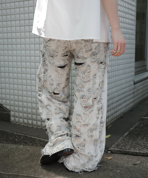 ジーンズ デニム デニムパンツ MEDI MAX DAMAGE DENIM レディースの画像