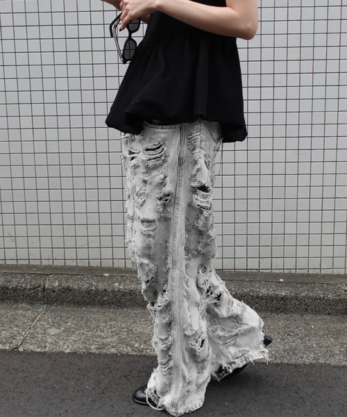 ジーンズ デニム デニムパンツ MEDI MAX DAMAGE DENIM レディースの画像