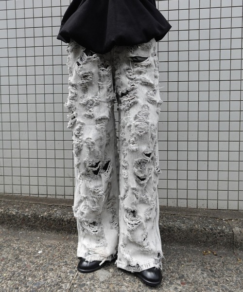 ジーンズ デニム デニムパンツ MEDI MAX DAMAGE DENIM レディースの画像