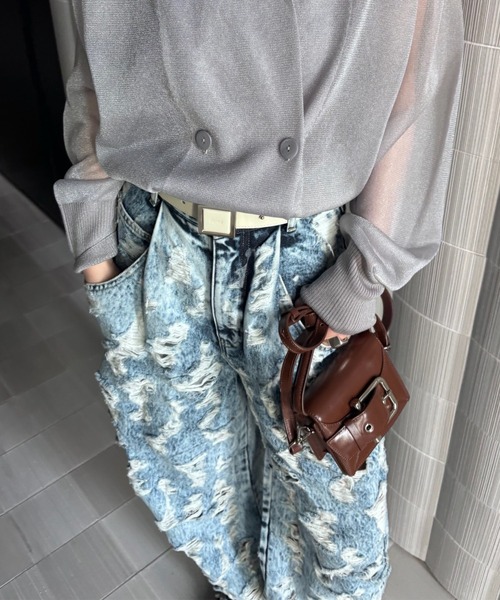 ジーンズ デニム デニムパンツ MEDI MAX DAMAGE DENIM レディースの画像