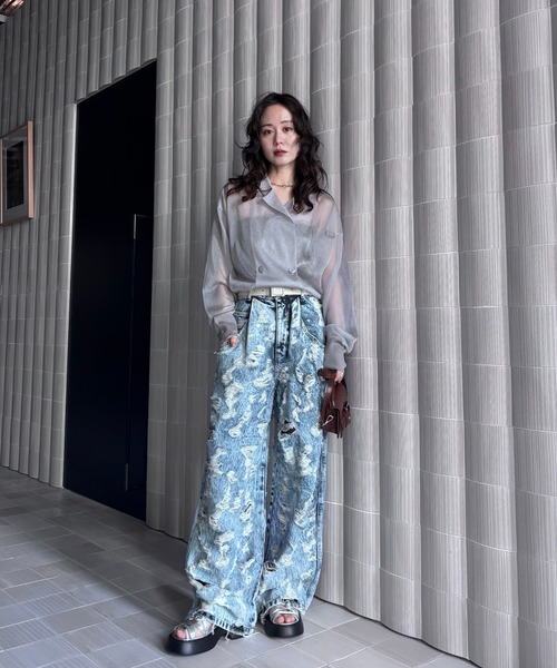 ジーンズ デニム デニムパンツ MEDI MAX DAMAGE DENIM レディースの画像