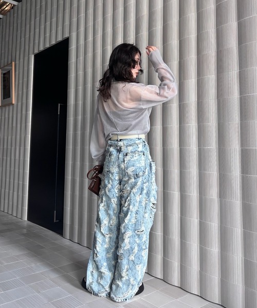 ジーンズ デニム デニムパンツ MEDI MAX DAMAGE DENIM レディースの画像