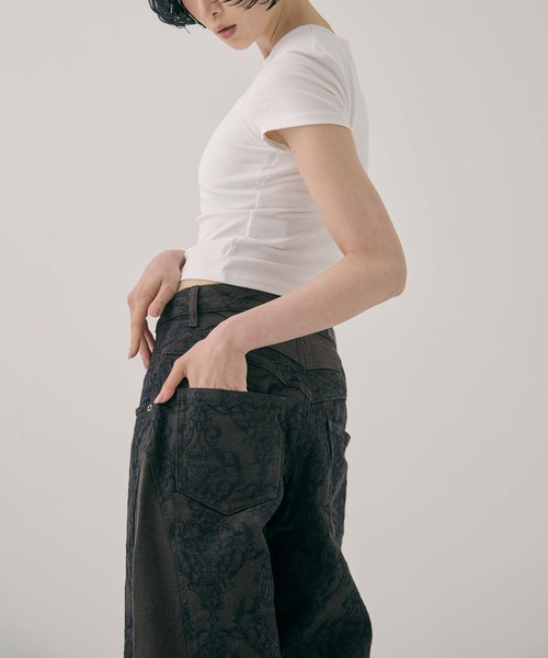 ワイドパンツ ジーンズ デニム デニムパンツ レディースの画像