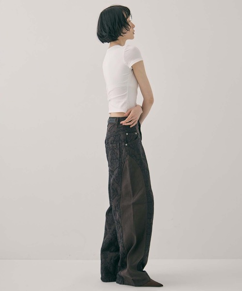 ワイドパンツ ジーンズ デニム デニムパンツ レディースの画像